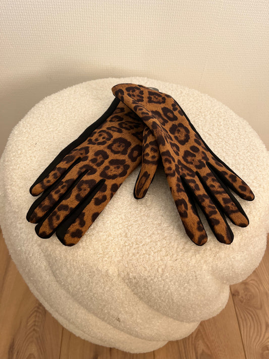 Gant léopard Camel