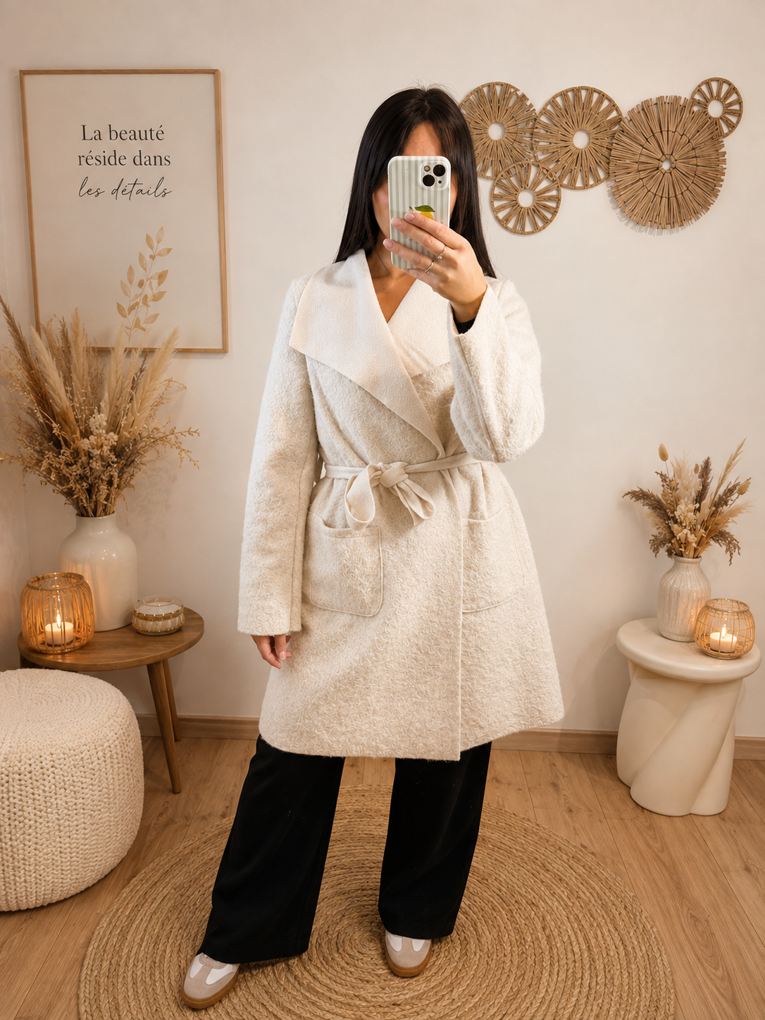 Manteau feutrine beige