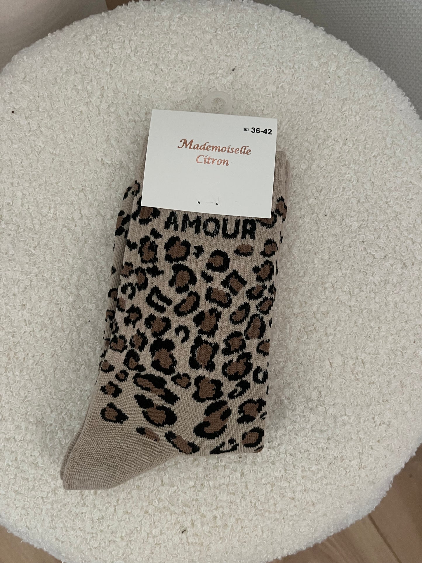 Chaussette léopard beige