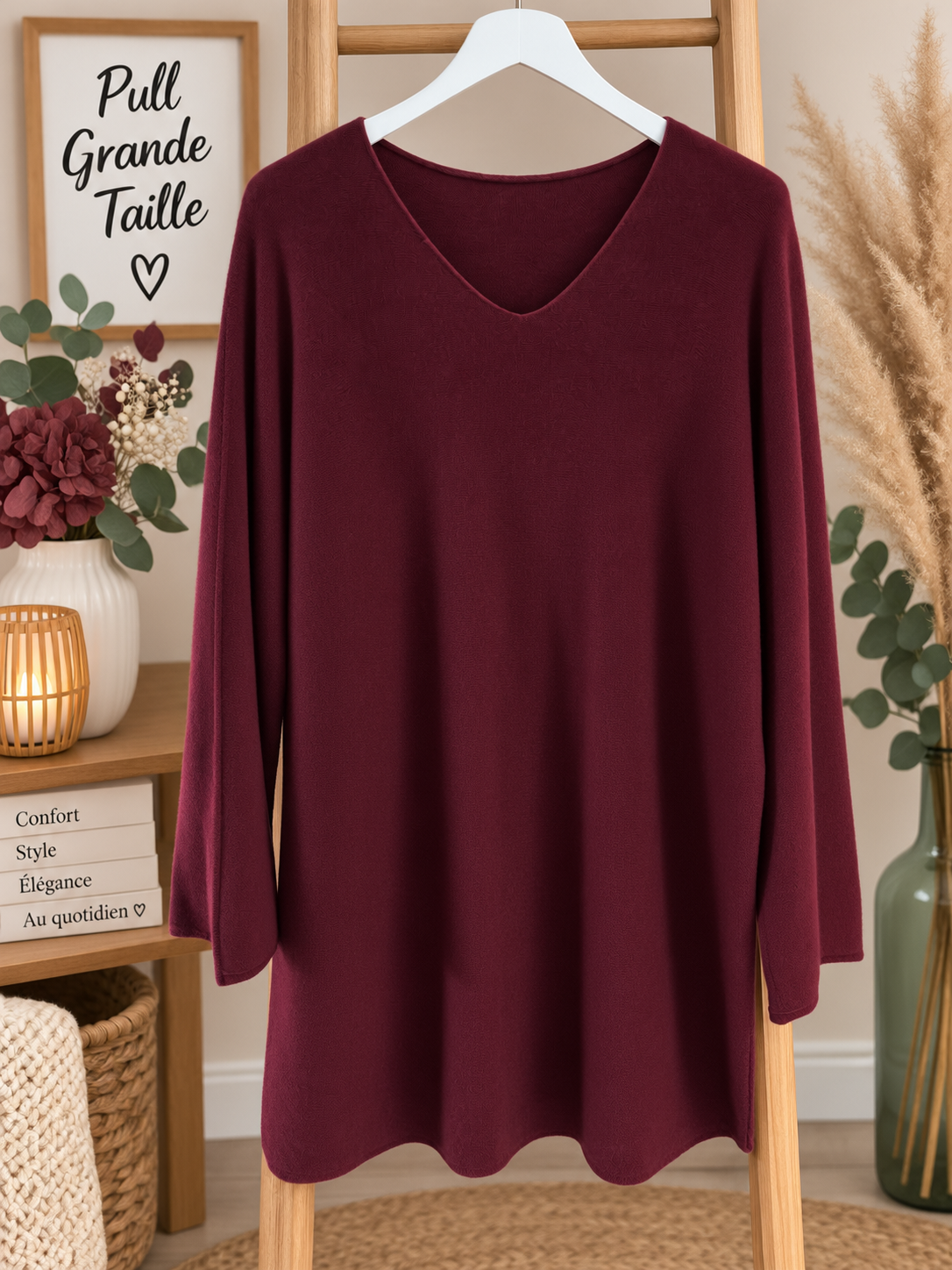 Pull bordeaux curvy