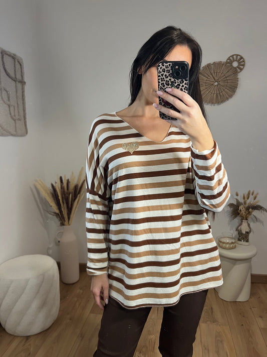 Haut rayé Camel