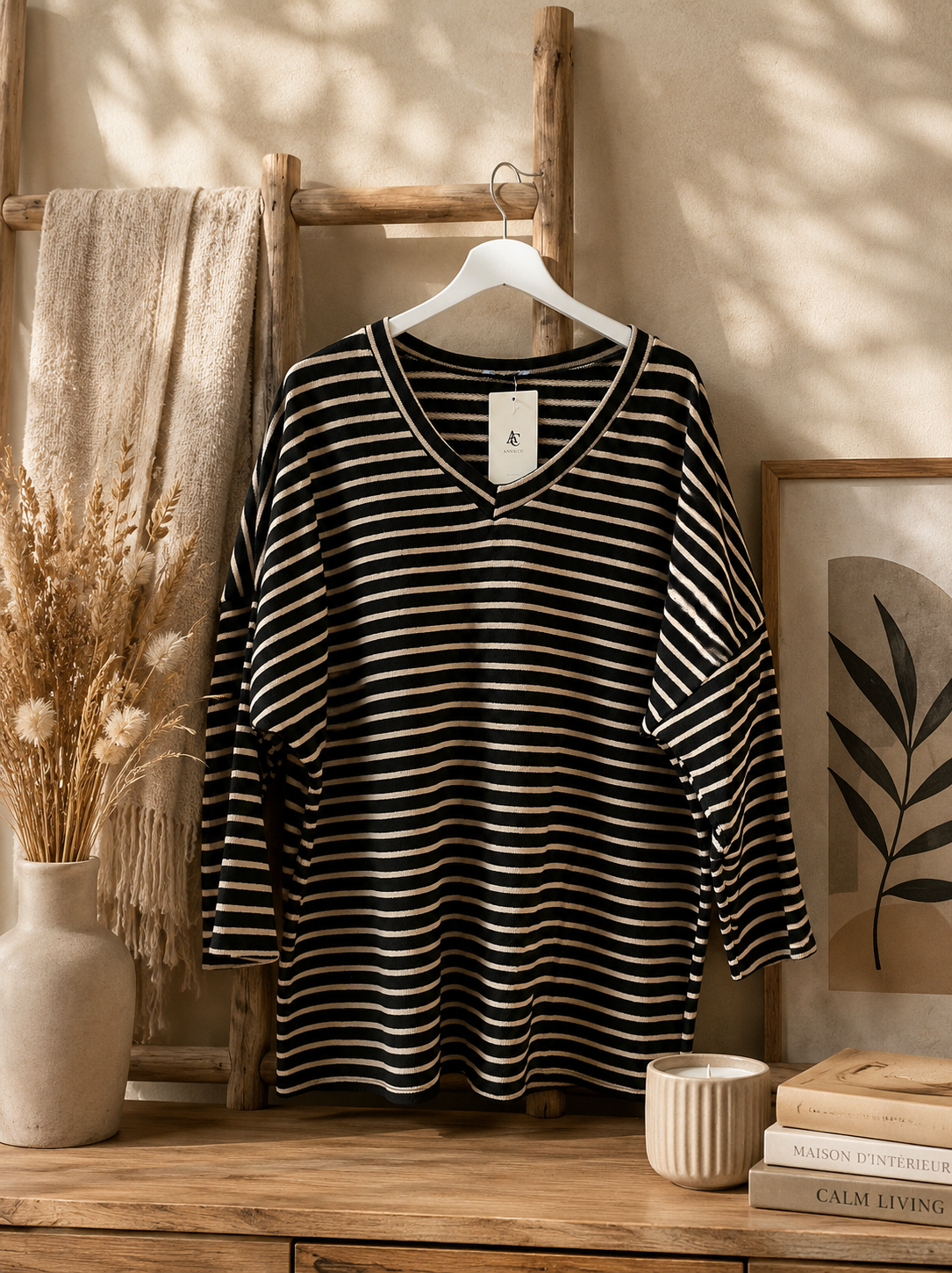 Pull marinière noire