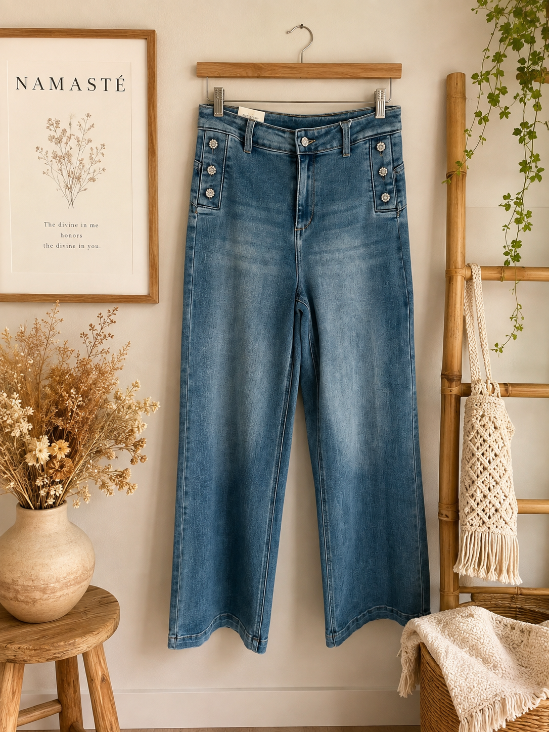 Jeans strass bleu