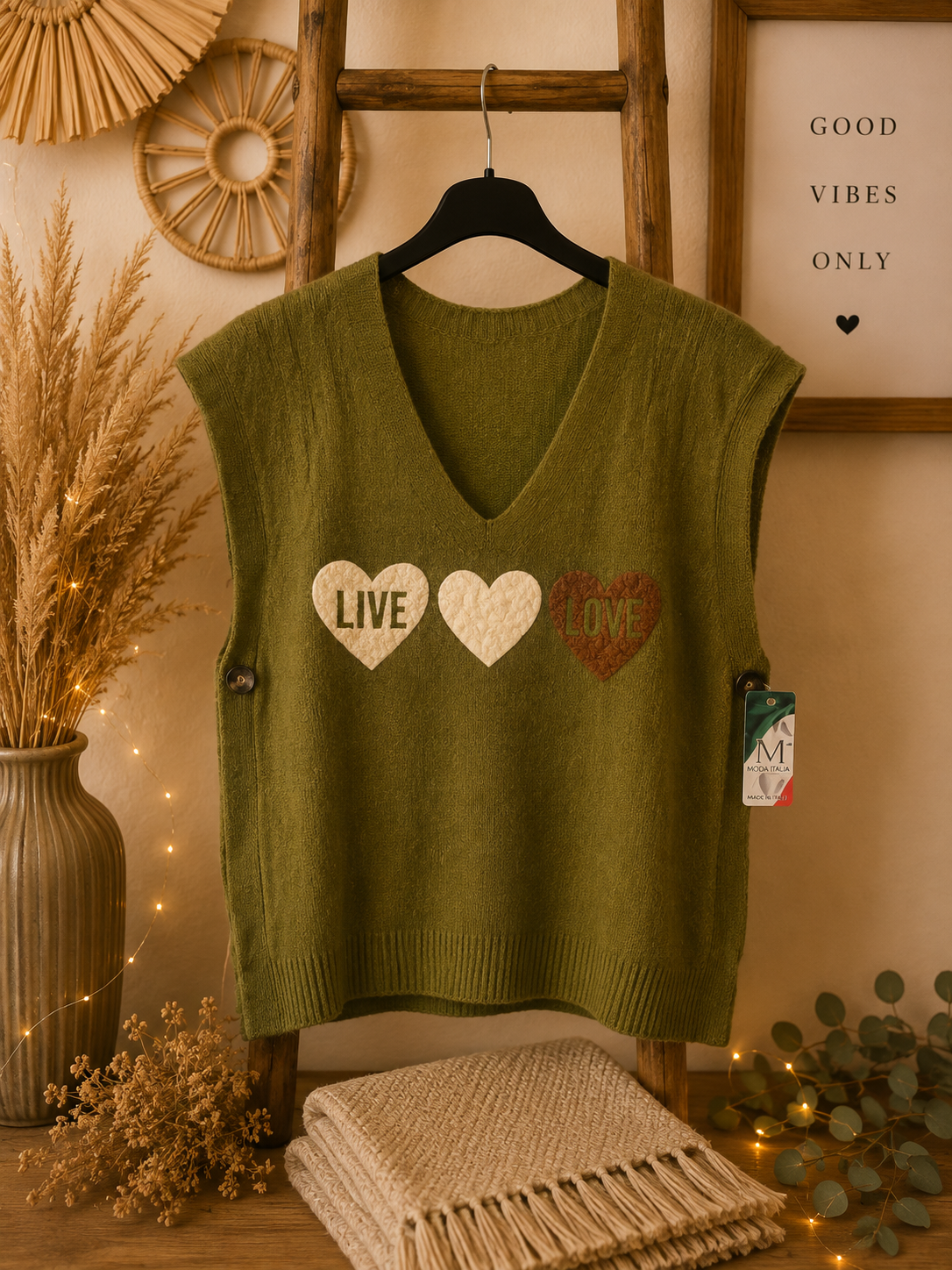 Pull débardeur vert olive