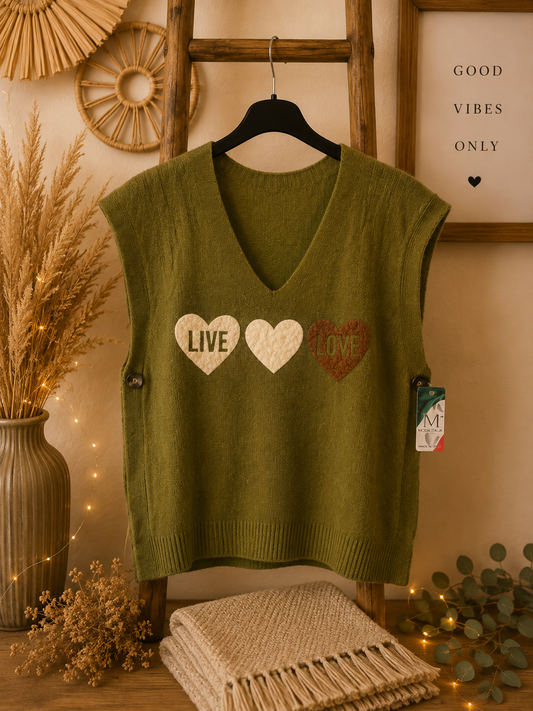 Pull débardeur vert olive