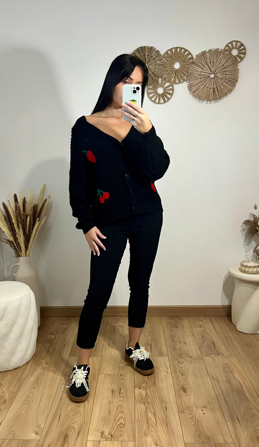 Gilet noir cerises