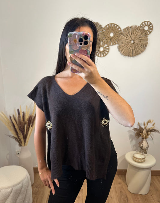 Pull sans manche choco