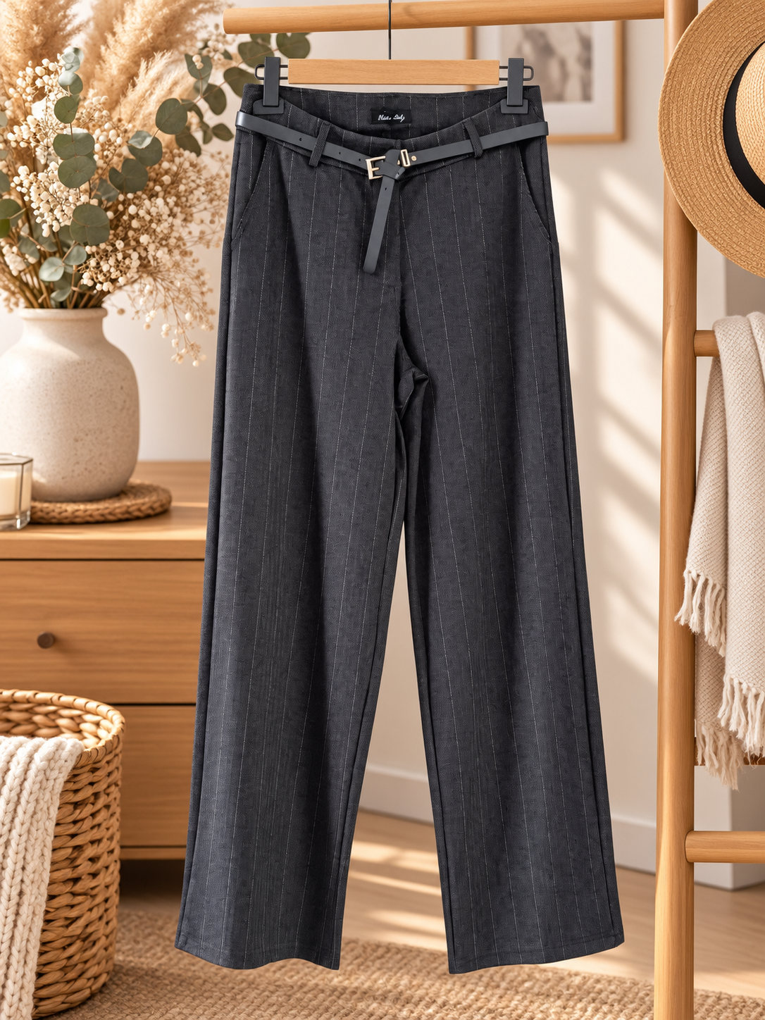 Pantalon rayé gris anthracite