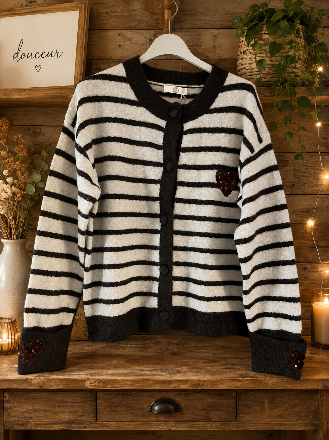Gilet rayé beige