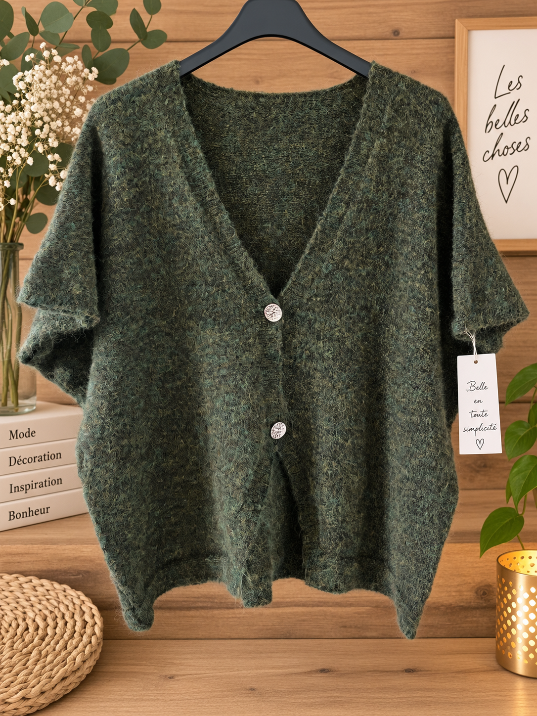 Gilet vert kaki chiné