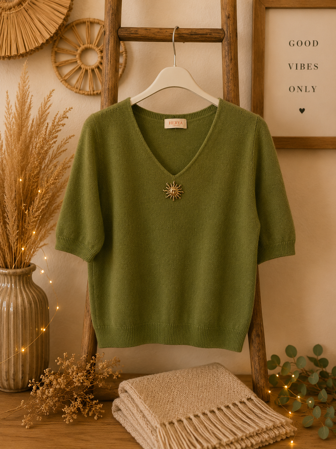Pull soleil vert olive