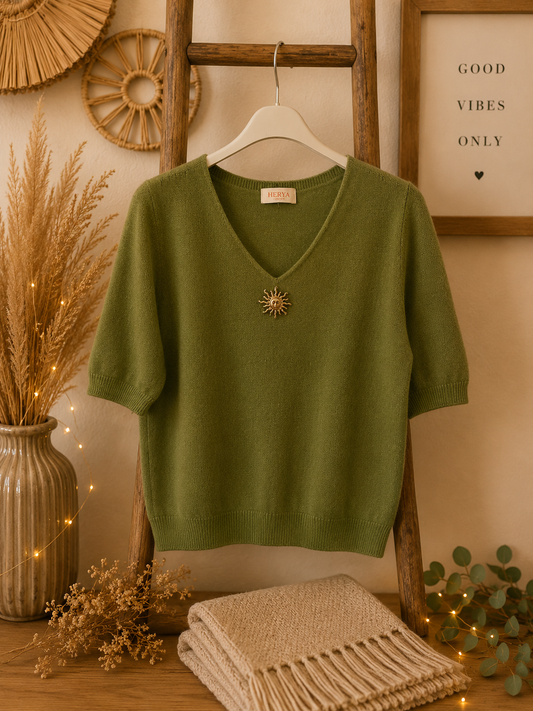 Pull soleil vert olive
