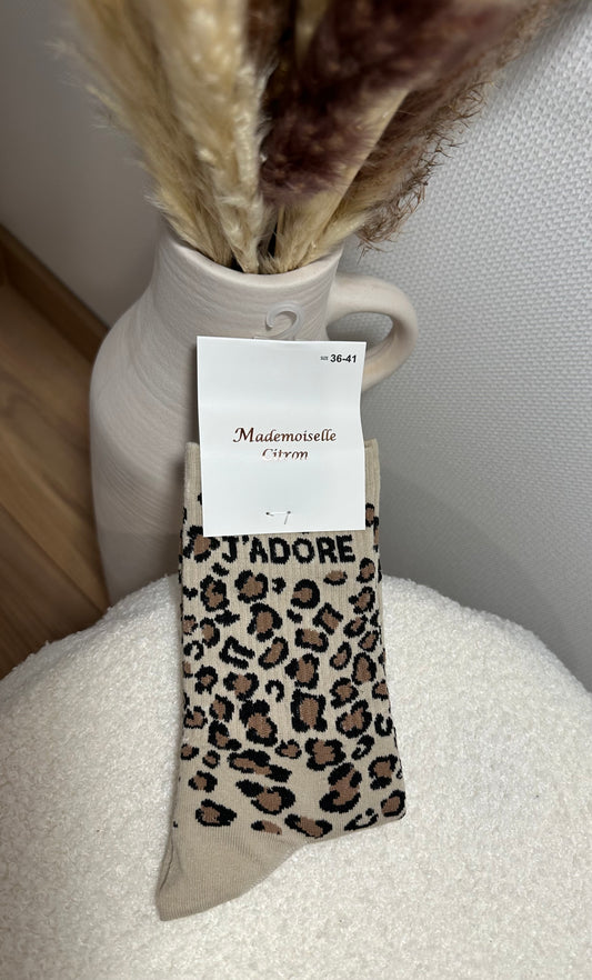 Chaussette léopard beige clair