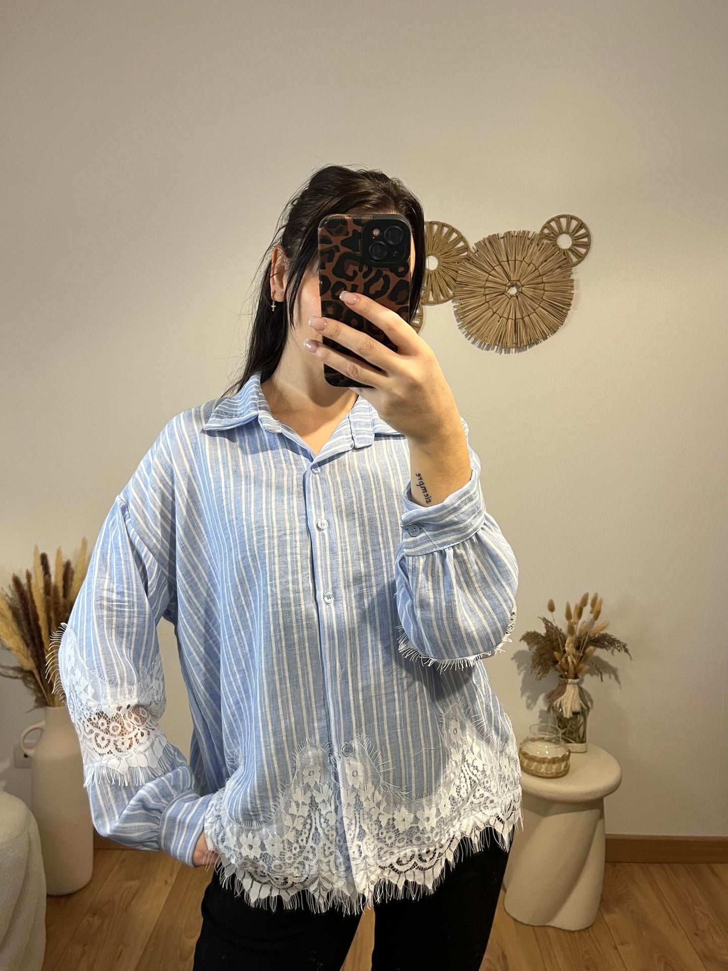Chemise rayé bleu ciel