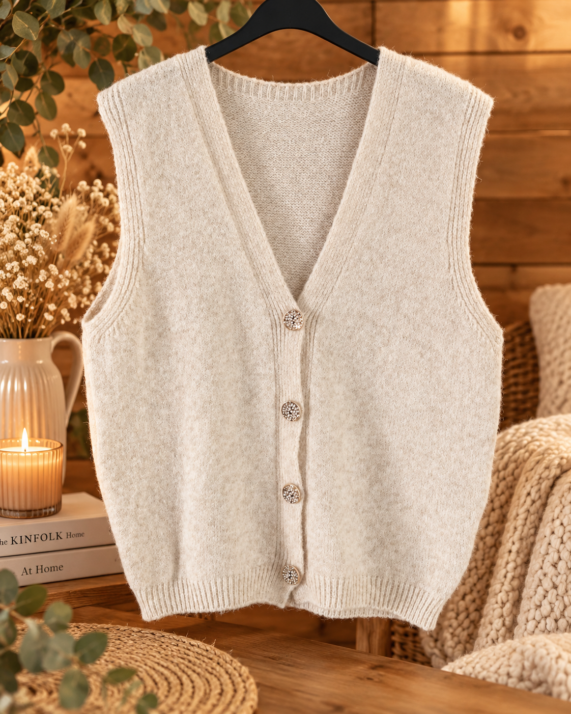 Gilet sans manches Écrue
