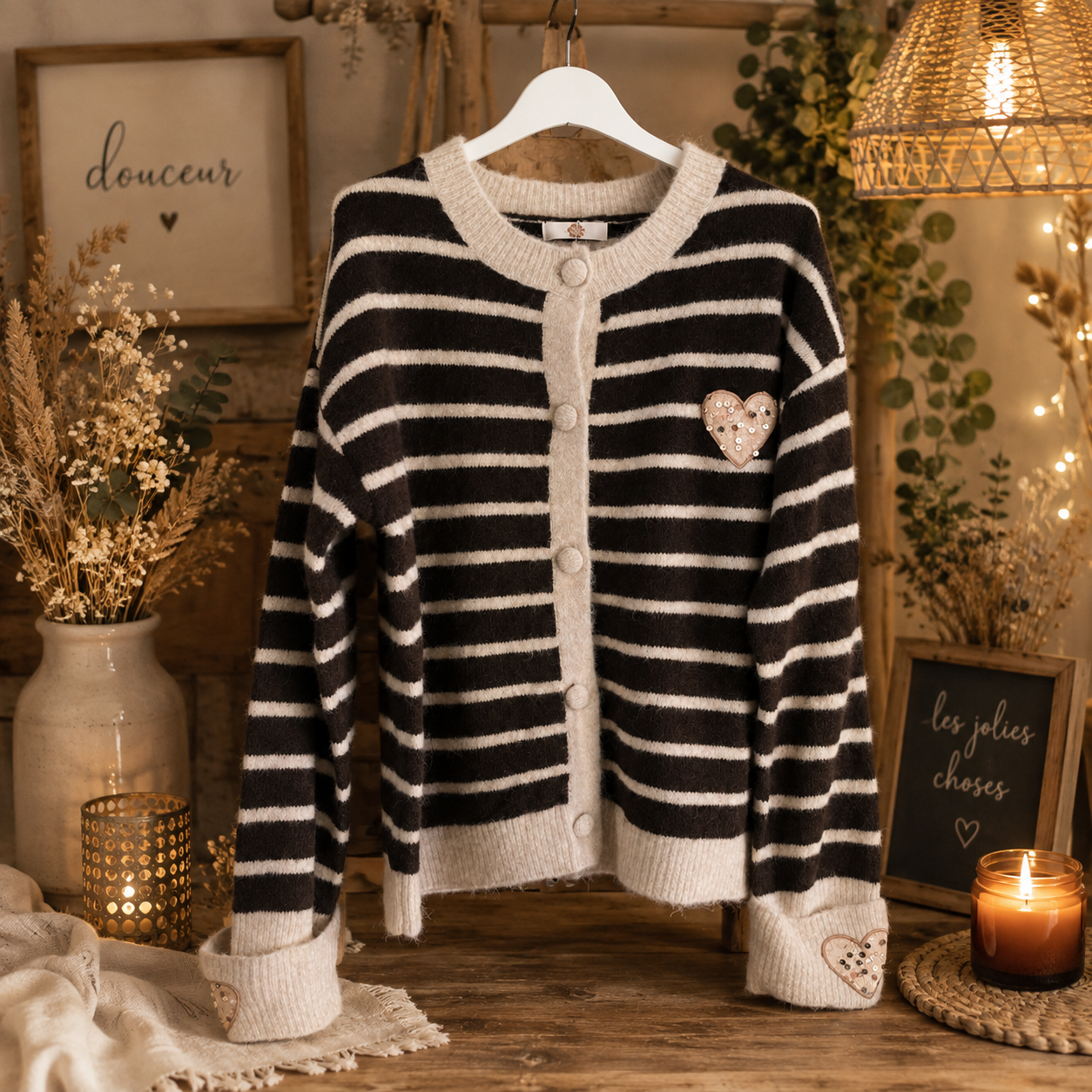 Gilet rayé choco