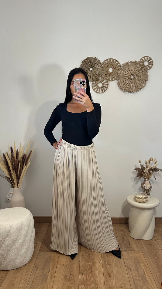 Pantalon plissé beige