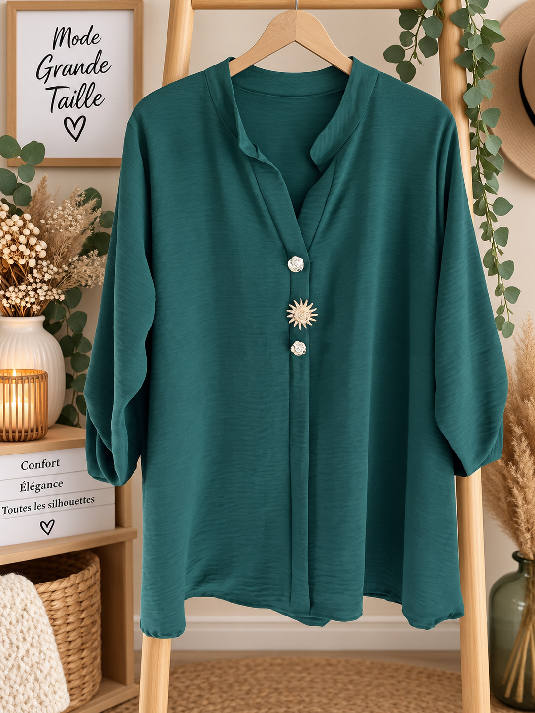 Chemise curvy verte