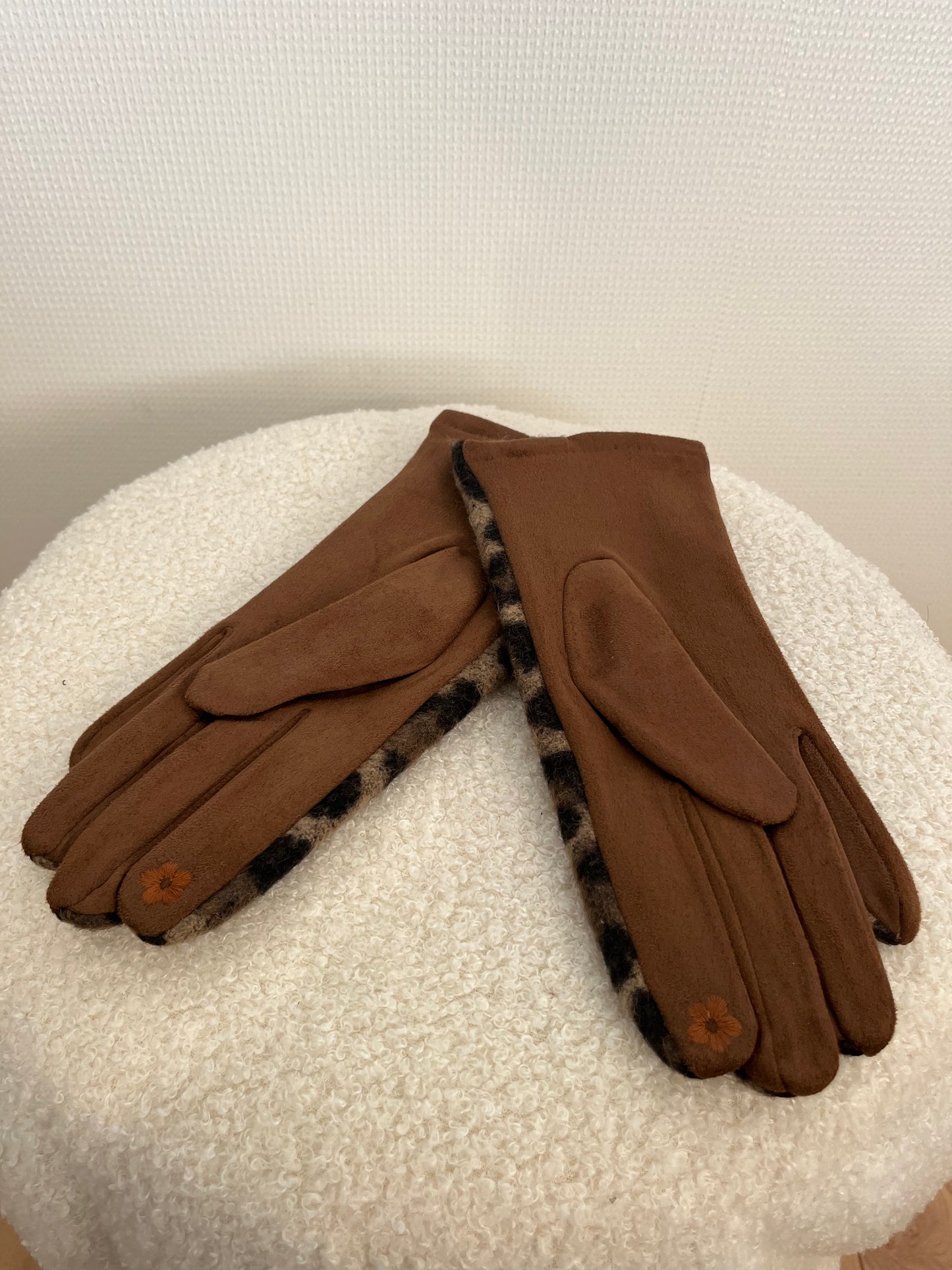 Gant léopard beige