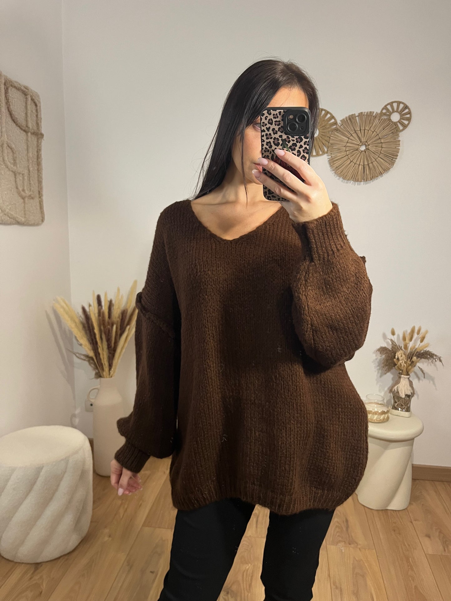 Pull oversize marrón