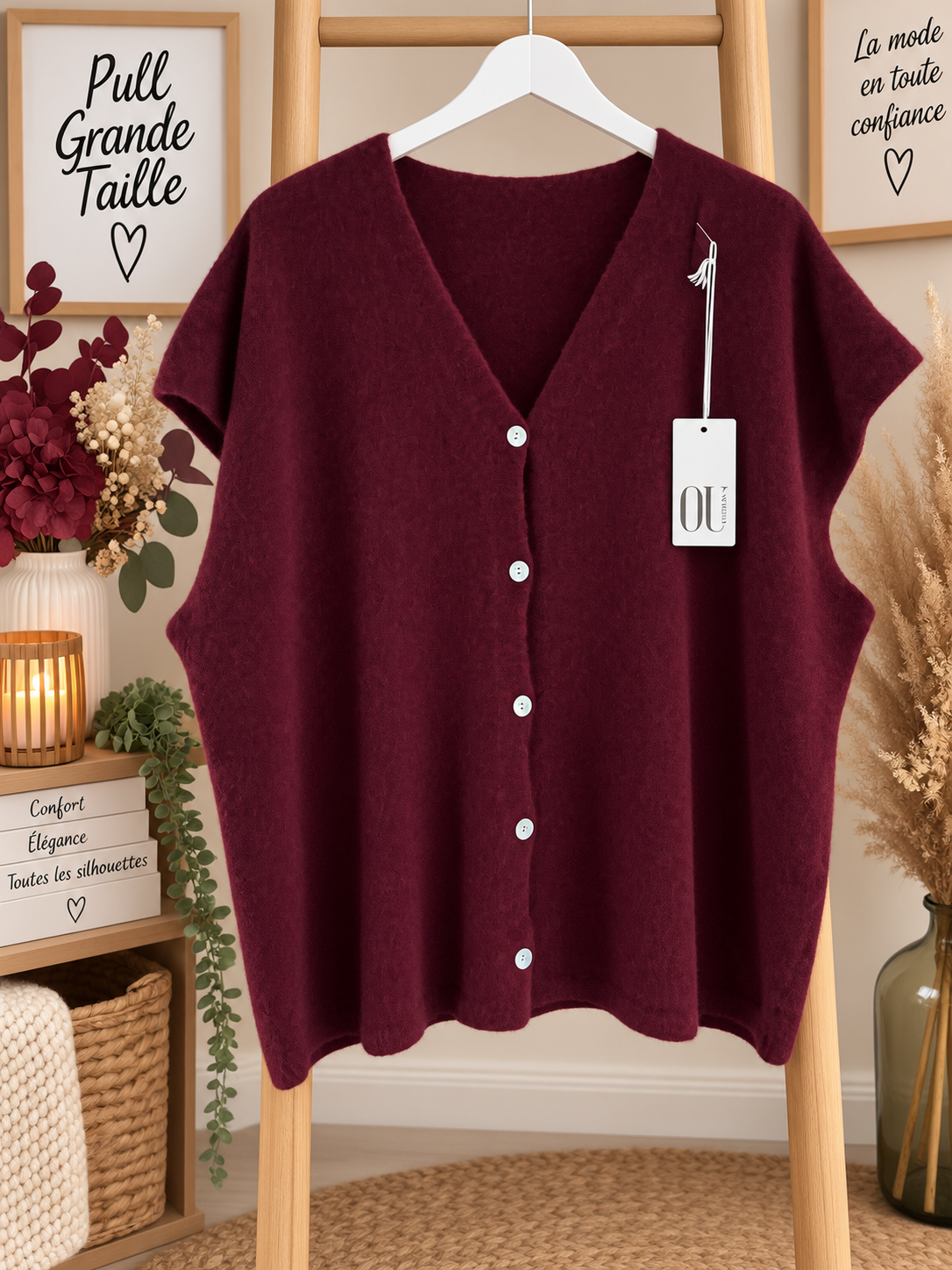 Pull sans manchebordeaux
