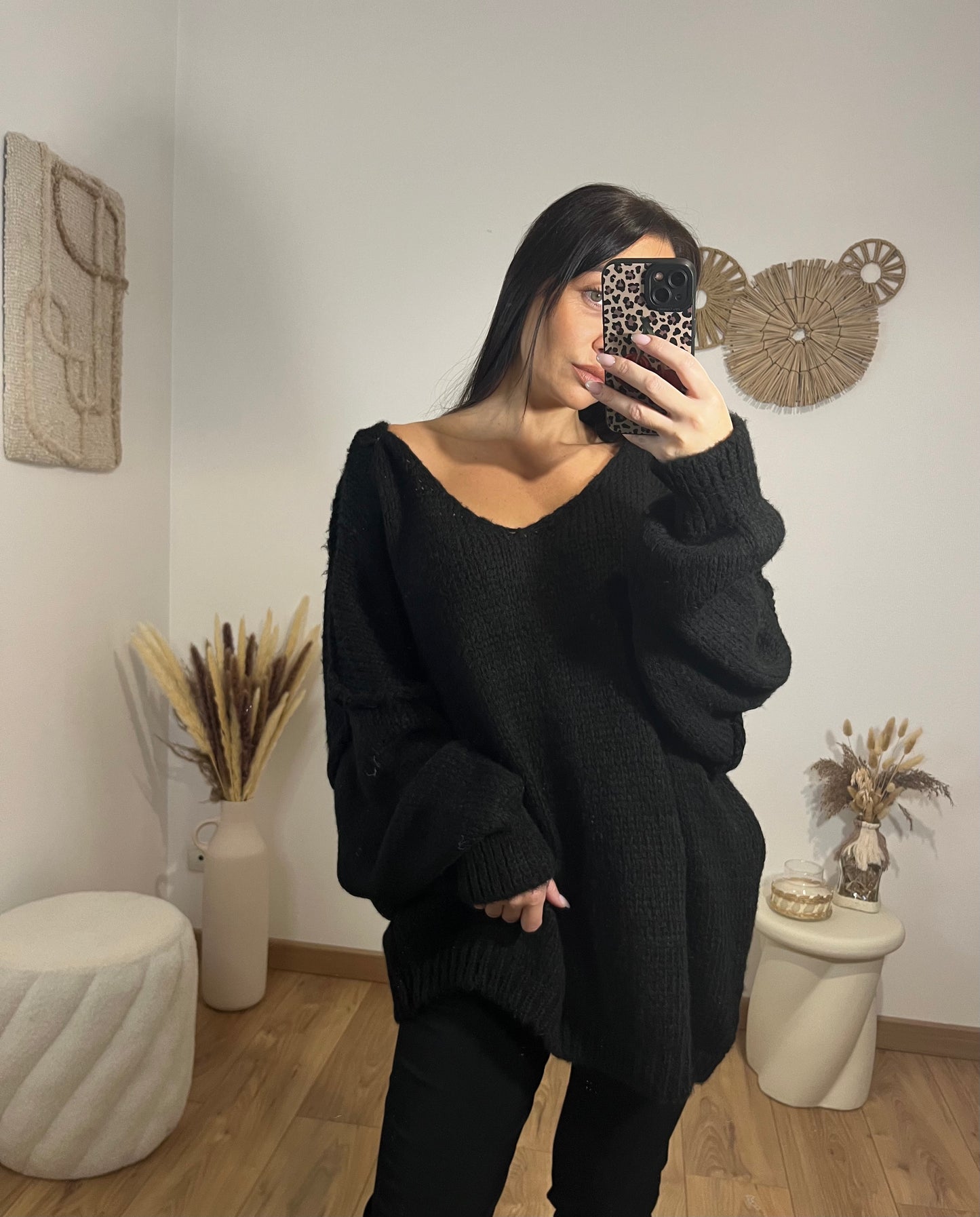 Pull oversize noir