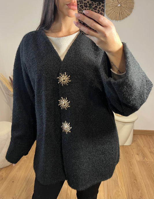 Veste feutrine noir broche